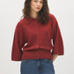 Rosewood Collared Button-Front Sweater with 3/4 Sleeves - Woman Wearing Knit Top - Suzy Shier