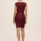 Burgundy V-Neck Bandage Sheath Dress - Back View - Le Chateau