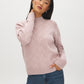 Pink Diagonal Stitch Mock Neck Sweater - Woman Wearing Cozy Knit Sweater - Suzy Shier