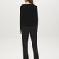 Black Velvet Top with Crochet V-Neck - Back View - Suzy Shier