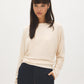 Beige Melange Batwing Sleeve Hacci Knit Top - Side Profile View - Suzy Shier