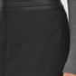 Black Textured Faux Leather Midi Skirt - Close-up Fabric Detail - Suzy Shier
