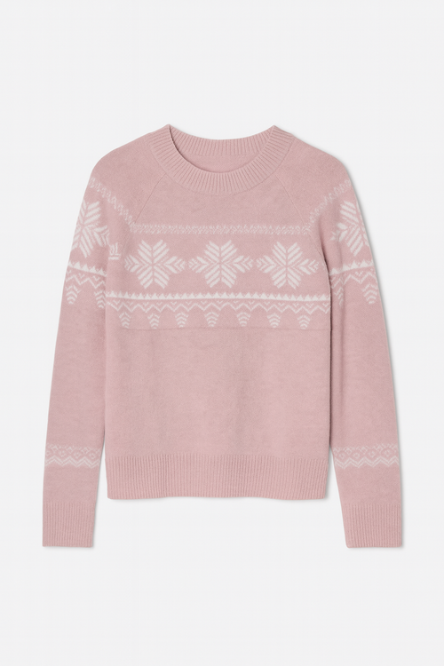 Fair Isle Mock Neck Chenille Sweater