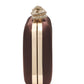 Brown/Gold Woven Satin Minaudi 10re with Jeweled Bow - Side Profile View - Le Chateau