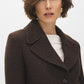 Brown Cropped Boucle Blazer with Large Collar - Close-up Collar Detail - Suzy Shier