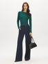 Forest Biome Ribbed Boat Neck Knit Top - Front View - Suzy Shier