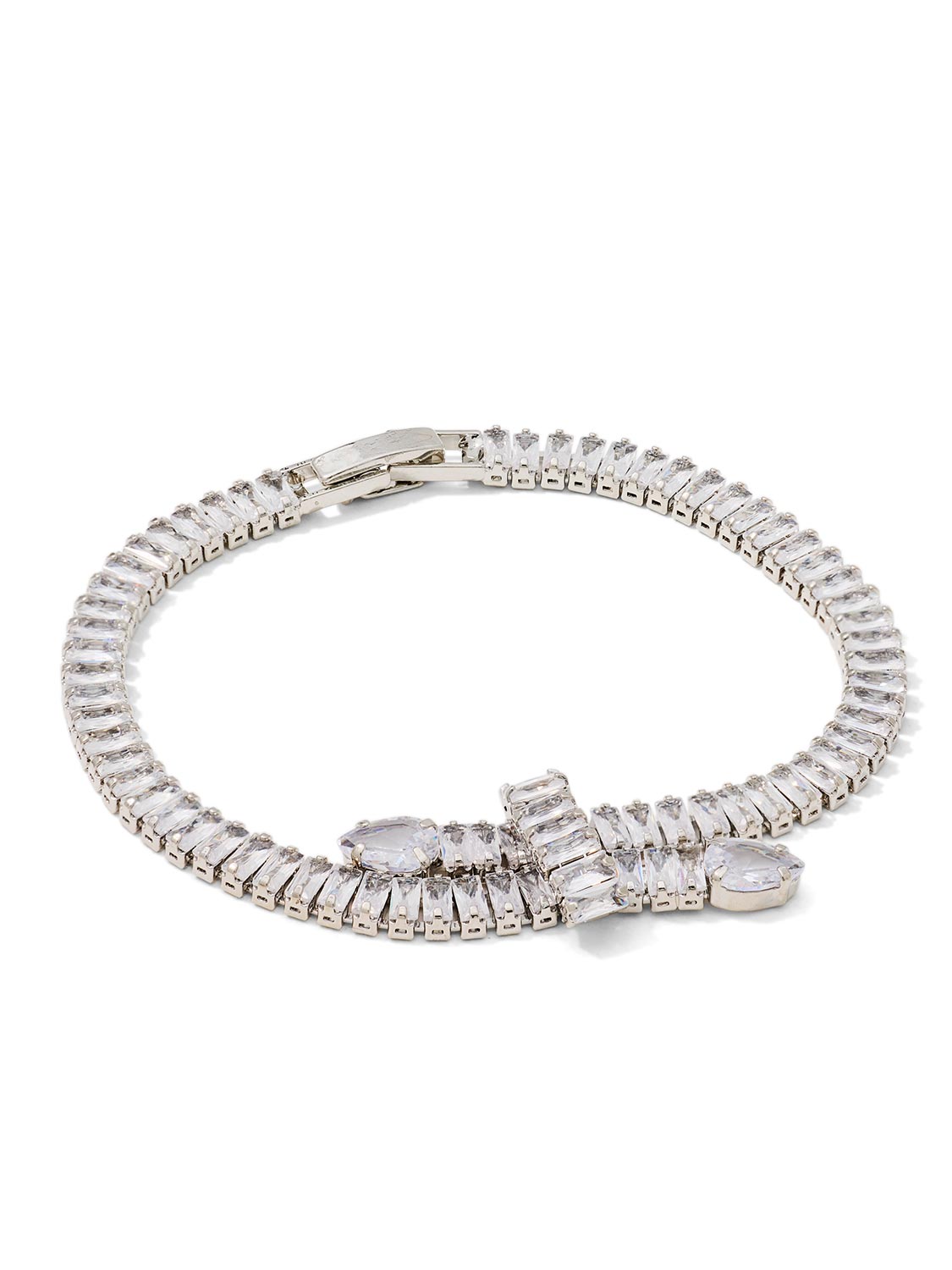 Silver Overlapping CZ Bracelet - Close-up of Sparkling Design - Suzy Shier