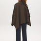Grey Melange Woven Cape with Contrast Scarf - Full Front View - Suzy Shier