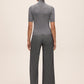 Charcoal Beaded Mock Neck Knit Sweater - Alternate Back View - Le Chateau