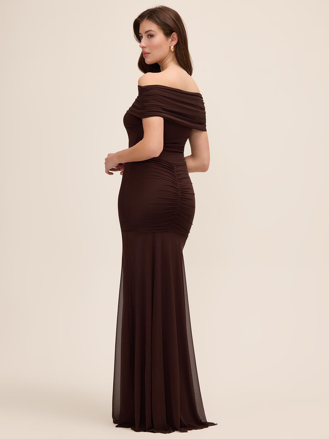 le chateau off the shoulder dress Off-The-Shoulder Pleated Tiered Midi Dress