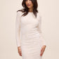 Antique Cream Velour Sequin Sheath Dress - Front View - Le Chateau