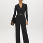 Jet Black Deep V-Neck Ribbed Knit Top - Front View - Suzy Shier