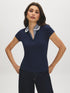 Naval Academy Ribbed 2fer Knit Top with Gingham Collar - Close-up of Gingham Collar Detail - Suzy Shier