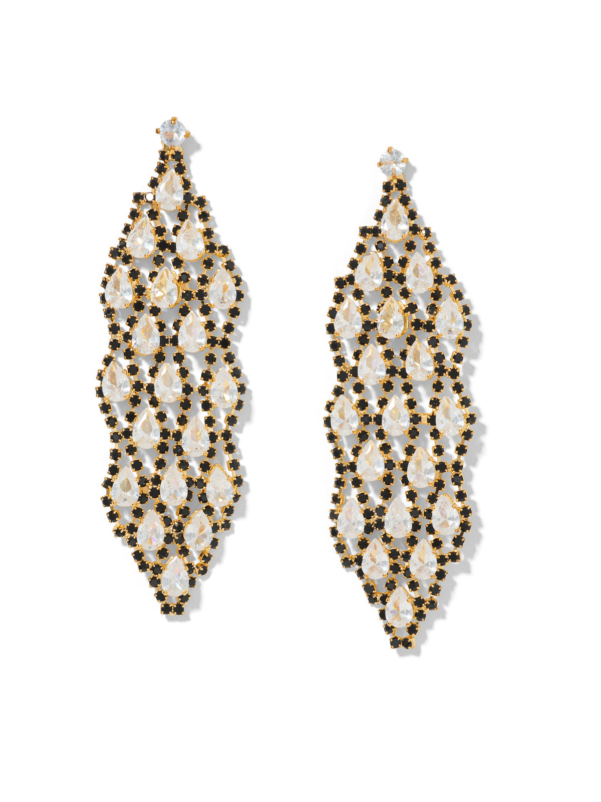 Gold Diamond Shape Statement Earrings - Close-up View - Suzy Shier