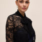 Black Lace Bolero with 3/4 Sleeves and Bow Ties - Close-up Bow Detail - Le Chateau