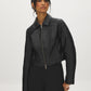 Black Vegan Leather Shorts with Front Zipper - Front View - Suzy Shier