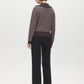 Brown/Beige Jacquard Zip Front Sweater - Back View - Suzy Shier