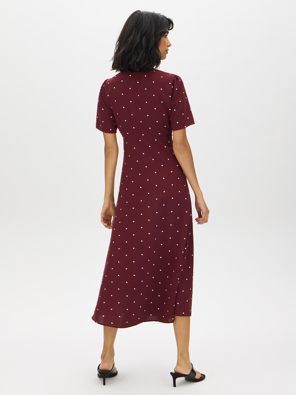 Zinfandel Polka Dot Flowy Shirt Dress - Back View - Suzy Shier
