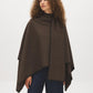 Grey Melange Woven Cape with Contrast Scarf - Side Profile View - Suzy Shier