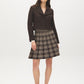 Brown and Beige Houndstooth Knit Flippy Skirt - Woman Wearing Patterned Sweater Skirt - Suzy Shier