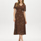 Soft Silt Paisley Print Flowy Shirt Dress - Woman Wearing Midi Length V-Neck Dress - Suzy Shier