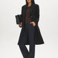 Mid Grey Melange Single-Breasted Faux Wool Coat - Woman Wearing Tailored Outerwear - Suzy Shier