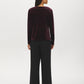 Black Velvet Top with Crochet V-Neck - Back View - Suzy Shier