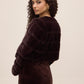 Chocolate Striped Fur Bolero - Back View - Le Chateau
