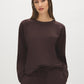 Coffee Bean Cloud Fleece Top with Drop Shoulder Sleeves - Front View - Suzy Shier