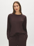 Coffee Bean Cloud Fleece Top with Drop Shoulder Sleeves - Suzy Shier