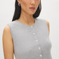 Lunar Melange Sleeveless Knit Sweater with Faux Button Placket - Close-up Fabric Detail - Suzy Shier