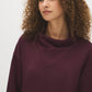 Winetasting Boxy Cowl Neck Fleece Top - Cowl Neck Detail - Suzy Shier