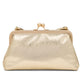 Gold Metallic Clutch Bag with Bow Detail - Back View - Le Chateau