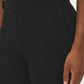 Black Pull-On Straight Leg Pants with Button Tabs - Close-up Button Detail - Suzy Shier