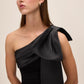 Black One-Shoulder Knit Crepe Sheath Dress - Shoulder Detail - Le Chateau