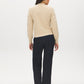 Beige Floral Embroidered Mock Neck Sweater - Back View - Suzy Shier