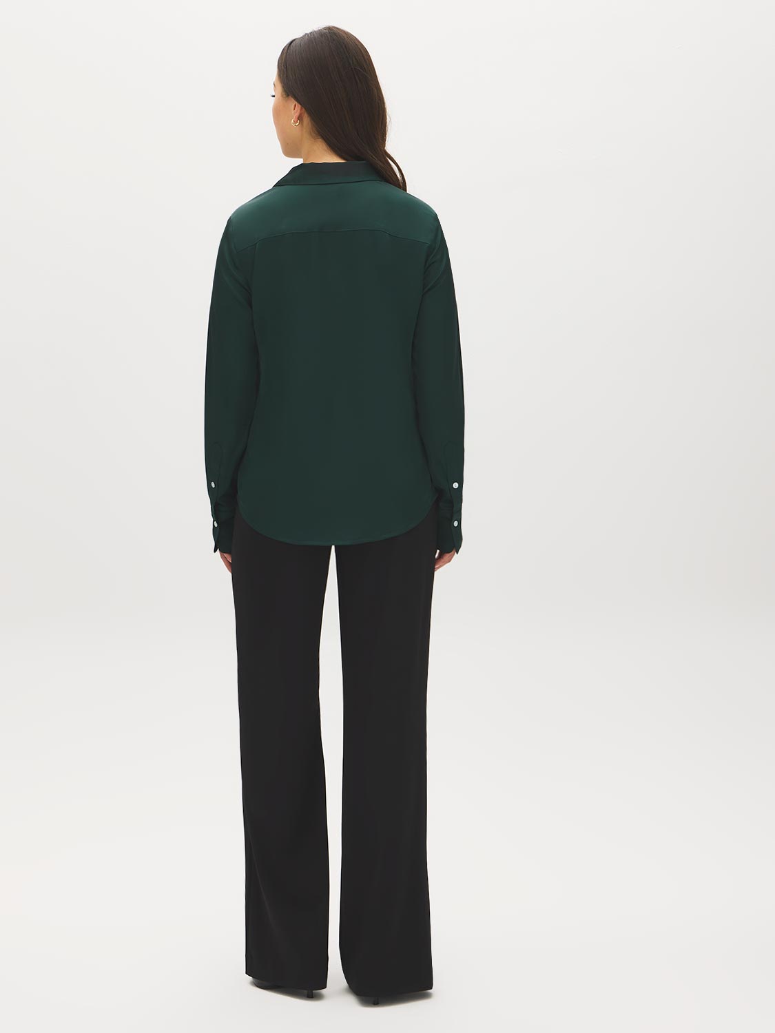 Scarab Satin-Like V-Neck Blouse - Back View - Suzy Shier