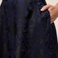 Sapphire/Black Baroque Jacquard Flared Skirt - Close-up Fabric Detail - Le Chateau