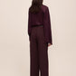 Eggplant Belted Pleated Wide-Leg Pant - Back View - Le Chateau