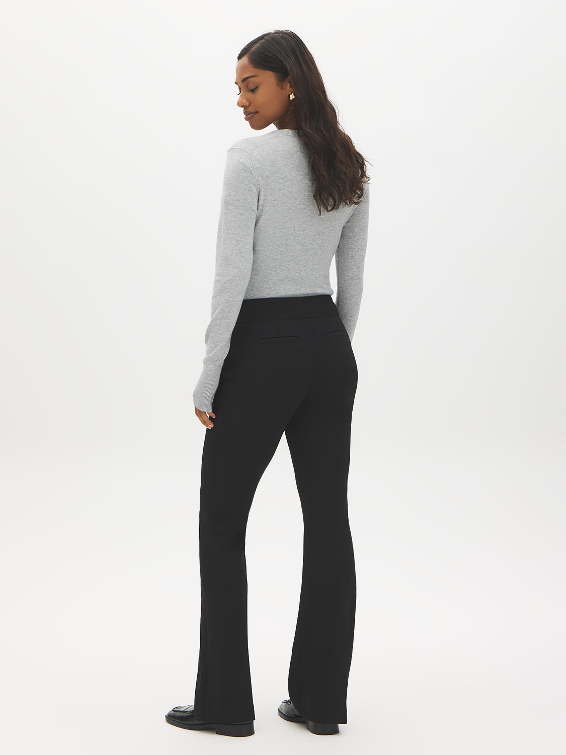 Black Pull-On Fit & Flare Knit Pants - Back View - Suzy Shier