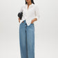 Bright White Poplin Button-Front Blouse - Front View - Suzy Shier