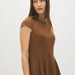 Bison Cap Sleeve Mini Dress with Panel Detail - Side Profile View - Suzy Shier