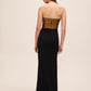 Black/Copper Sequin Bustier Dress with Draped Skirt - Back View - Le Chateau