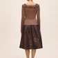 Copper Lurex Ruffle Off-Shoulder Sweater - Back View - Le Chateau