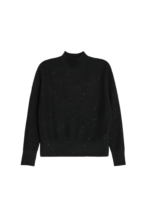 Sequin Metallic Mock Neck Sweater