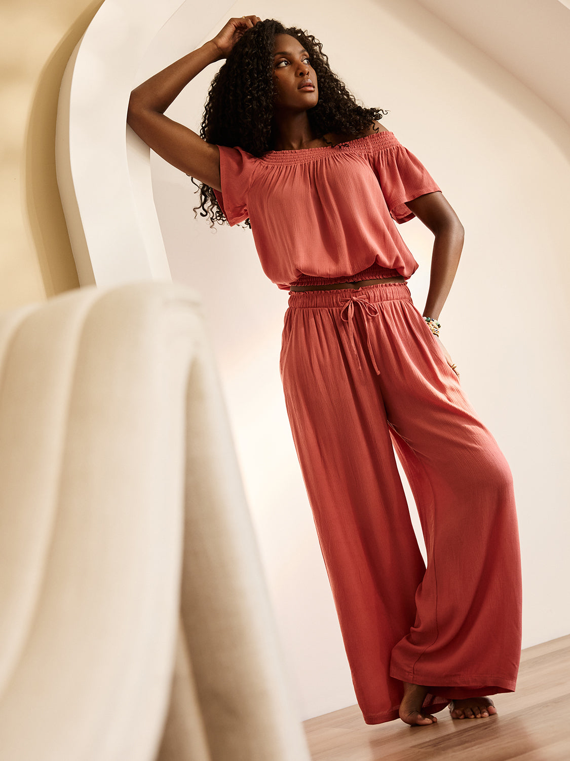 andwang kirakira suger long pants パンツ Crinkle Gauze Wide-Leg Pants – Suzy Shier