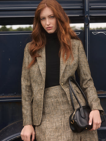 1-Button Tweed Blazer Ivy