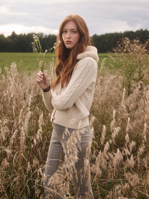Detachable Faux Fur Collar Cardigan