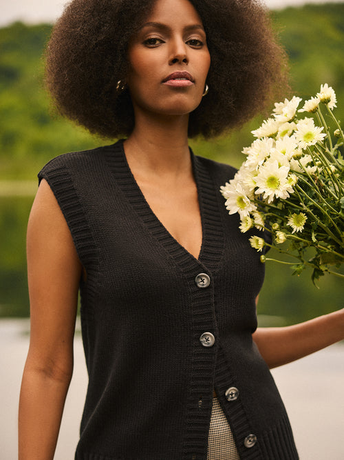 Wool Button-Front Sweater Vest