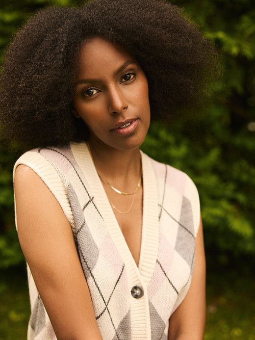 Argyle Wool Button-Front Sweater Vest